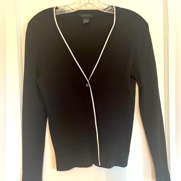 The Limited Black Knit Cardigan with White trim - Picture 1 of 3